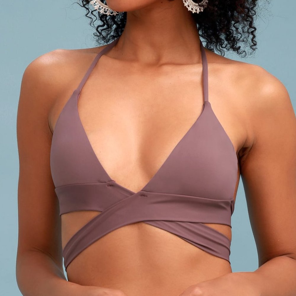 Lulu's Water Work It Dusty Purple Wrap Bikini Top